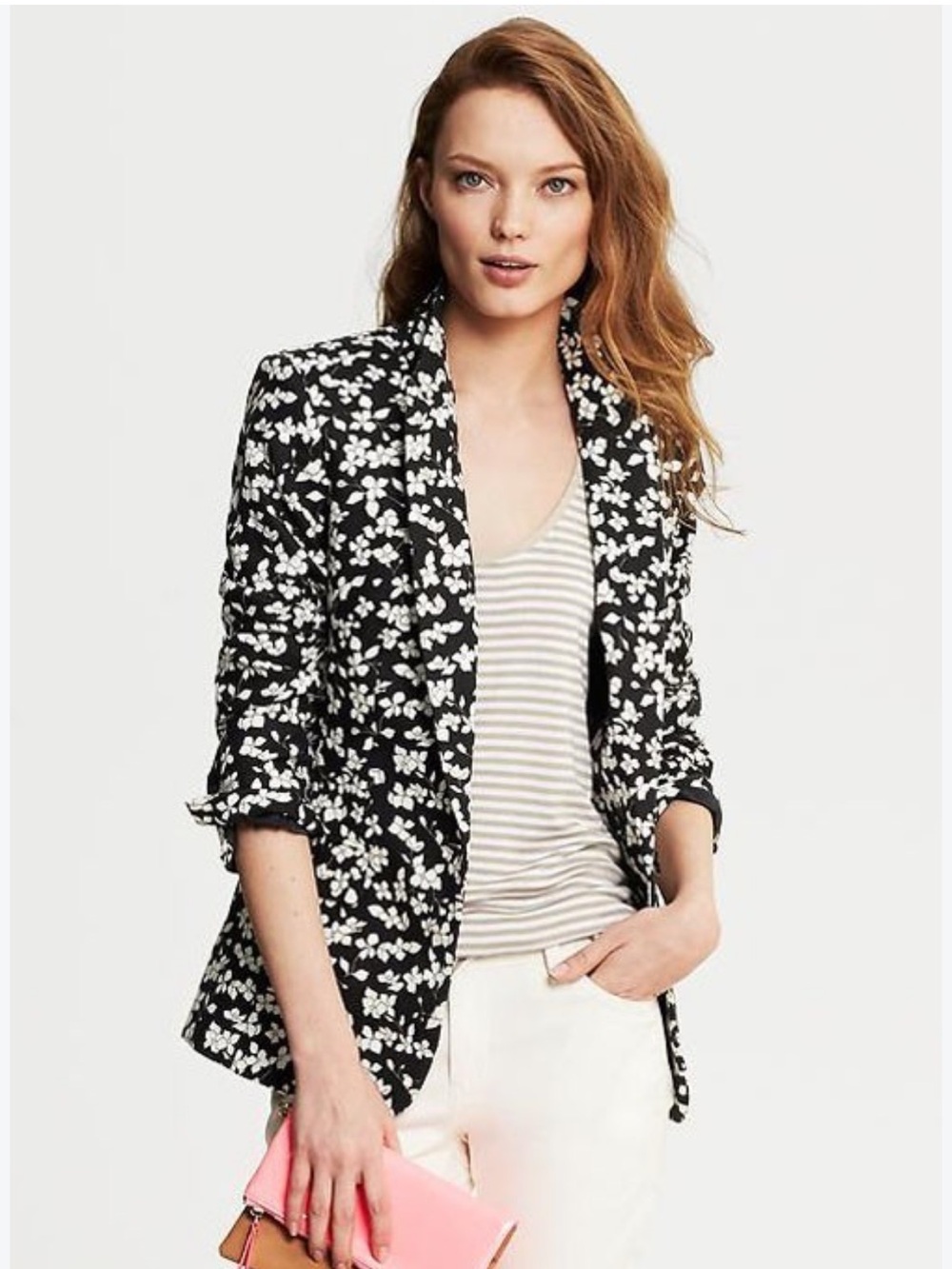 Banana Republic Floral Cherry Blossom Blazer Jacket Coat Size 14 Like new
